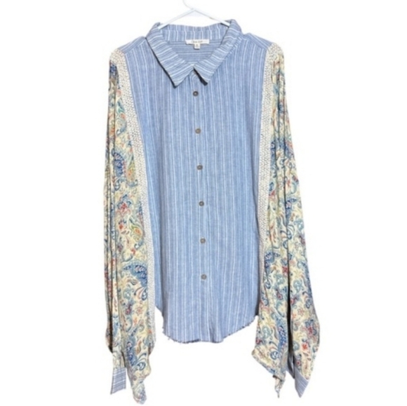 Oli & Hali Blue Shirt with Floral Size XL - Picture 3 of 8